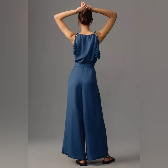 NWT Anthropologie Corey Lynn Calter Sleevless Linen Tassel Jumpsuit L/XL - Picture 6 of 7